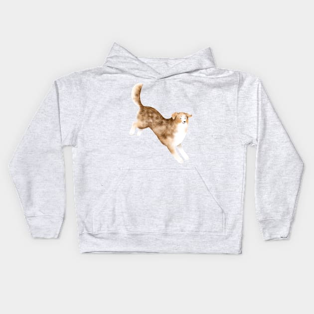 Australian Shepherd (Red Merle) Kids Hoodie by illucalliart